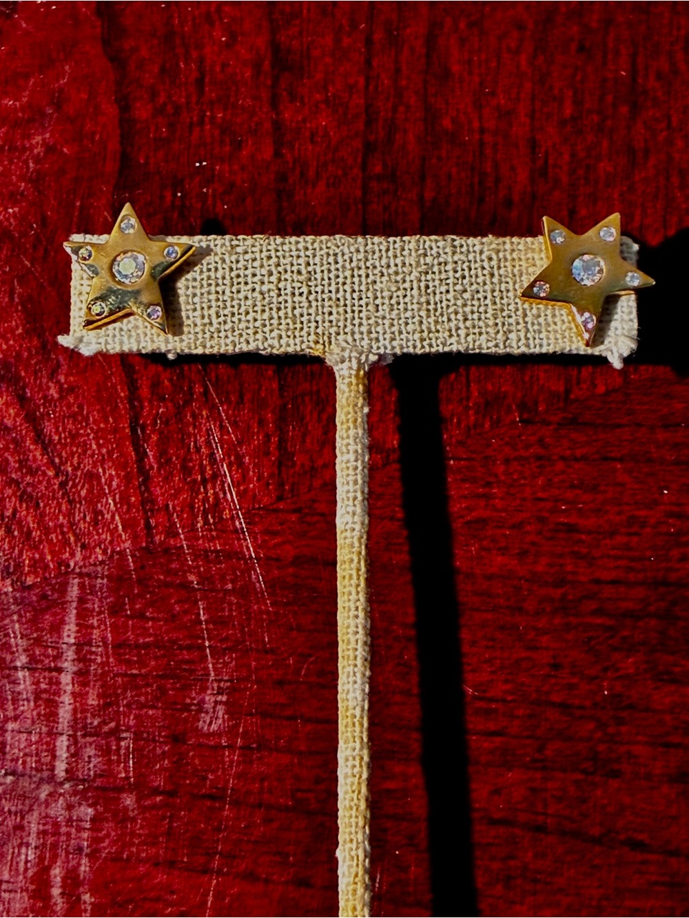 Gold Star Rhinestone Earrings - Unbranded